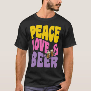 T-shirt Peace Love And Beer Vintage Super Retro Bière 1