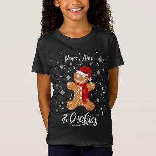 T-Shirt Peace Love And Cookies Père Noël Gingerbread Cooki