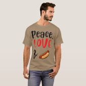 T-shirt Peace Love and Hotdogs friends (Devant entier)