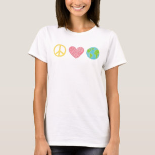 T-shirt Peace Love and Planet Earth Personnalisé