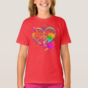 T-shirt Peace Love and Popsicles-Girls Raglan Shirt
