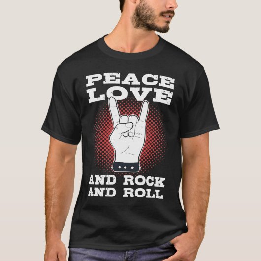 T-shirt Peace Love And Rock n Roll (Devant)