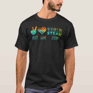 T-shirt Peace Love and STEAM Teacher Retour à l'école 1