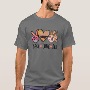 T-shirt Peace Love Art Peinture Palette Cute Art Enseignan