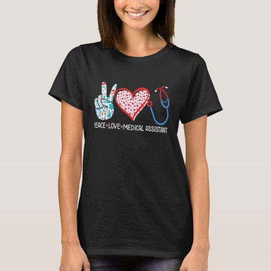 T-shirt Peace Love Assistant Médicale Infirmière Santé Lov (Devant)