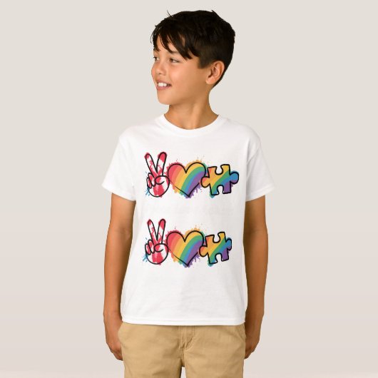T-shirt Peace.Love.Autism  (Devant entier)
