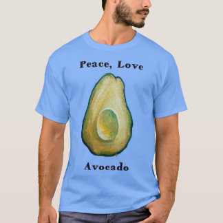 T-shirt Peace Love Avocado peinture végétarien santé foo