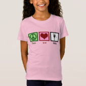 T-Shirt Peace Love Ballet Joli rose Ballerina fille (Devant)