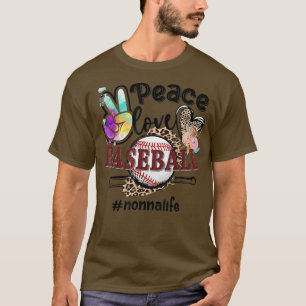 T-shirt Peace Love Baseball Nonna Life Maman Grand-mère Le