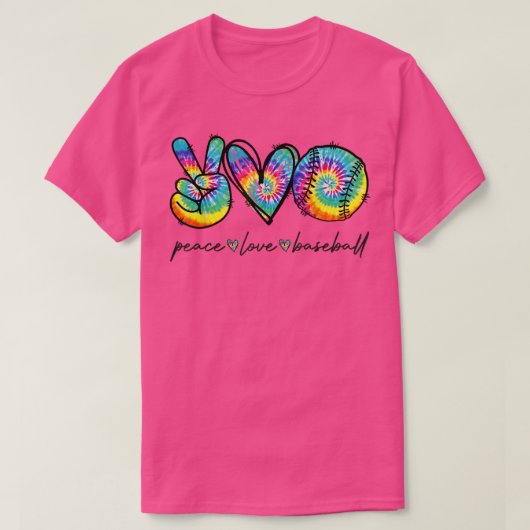 T-shirt Peace Love Baseball Tie Dye Cute Baseball Amateurs (Design devant)