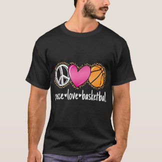 T-shirt Peace Love Basketball Empreintes de léopard Filles