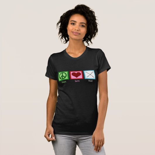 T-shirt Peace Love Baton Twirling (Devant entier)