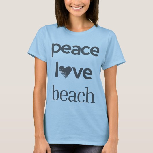 T-shirt Peace Love Beach Graphic Print -Coastal Ocean Life (Devant)