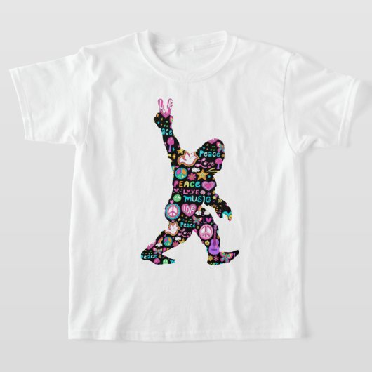 T-shirt Peace Love Bigfoot Hippie Funny Bigfoot Lover (Poser)