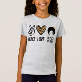 T-Shirt Peace Love Black Queen Léopard Black Femmes et fil (Devant)