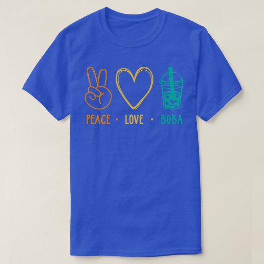 T-shirt Peace Love Boba Graphic Tea Lover Bubb (Design devant)
