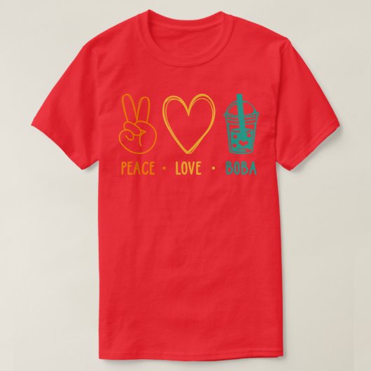 T-shirt Peace Love Boba Graphic Tea Lover Bubb (Design devant)
