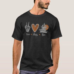 T-shirt Peace Love Boo Costumes Halloween Happy Hallowee