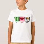 T-shirt Peace Love Books Cute Bookworm Kids<br><div class="desc">Encouragez l'amour de la lecture avec ce joli cadeau. Soutenez votre ver de livres avec cette mignonne chemise pour enfants amoureux du livre. T-shirt Peace Love Books.</div>