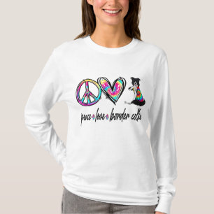 T-shirt Peace Love Border Collie Tie Dye Amoureux des chie