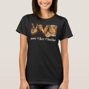 T-shirt Peace Love Bourbon Peace Hand Sign Hippie Vin