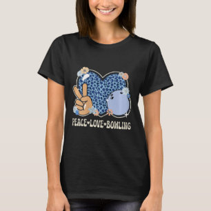 T-shirt Peace Love Bowling Lover Empreintes de léopard Gir