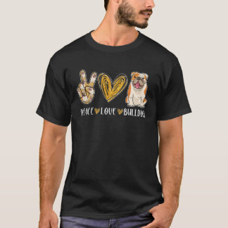 T-shirt Peace Love Bulldog Papa Jamais Chien