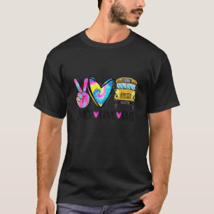 T-shirt Peace Love Bus Pilote Premier Jour Du Coeur De L'É