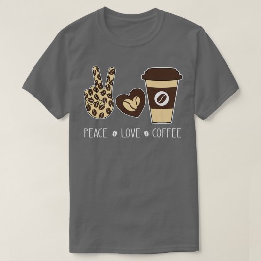 T-shirt Peace Love Café Leopard Lovers Coffee Addict Hip (Design devant)