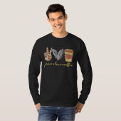T-shirt Peace Love Café Mug Caféine Hippie (Devant entier)
