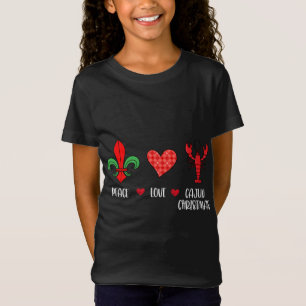 T-Shirt Peace Love Cajun Noël - Mignonne New Orleans Louis