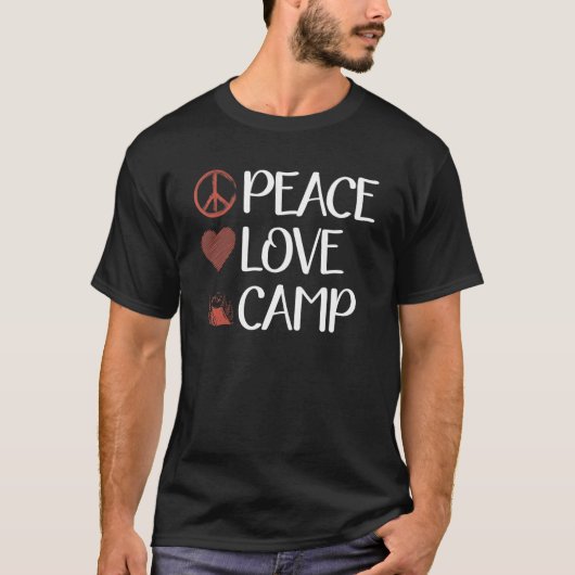 T-shirt Peace Love Camp Camping Graphisme Femmes Et Hommes (Devant)