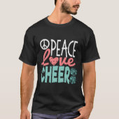 T-shirt Peace Love Cheer mignon Cadeaux Pom-pom girl Ado C (Devant)