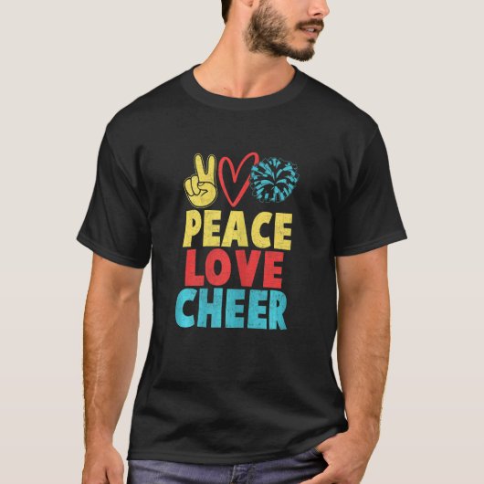 T-shirt Peace Love Cheerleader Graphisme Femmes Filles Che (Devant)