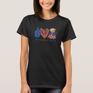 T-shirt Peace Love Chien Shorkie Drapeau Amérique patrioti