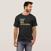 T-shirt Peace Love Chiens Backgammon Retro (Devant entier)