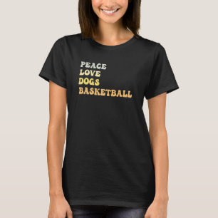 T-shirt Peace Love Chiens Basketball Retro