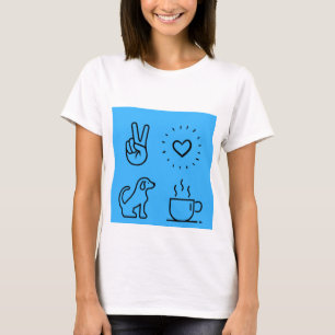 T-shirt Peace Love Chiens et Café