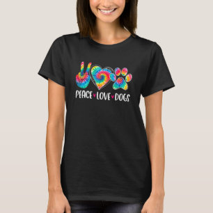 T-shirt Peace Love Chiens Paws Tie Dye Animaux Secourir Fe
