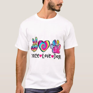 T-shirt Peace Love Chiens Tie Dye Chien Paw Chien Maman Mè