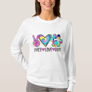 T-shirt Peace Love Chiens Tie Dye Chien Paw Funny Chien Ma