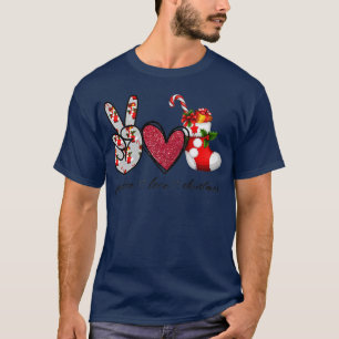 T-shirt Peace Love Christmas Sock Vibes de Noël Funny Xm