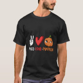 T-shirt Peace Love Citrouille Automne Automne automne Than (Devant)