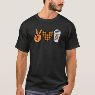 T-shirt Peace Love Citrouille Spice Thanksgiving Peace Sig