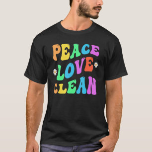T-shirt PEACE LOVE CLEAN Retro Custodian Super Retour vers