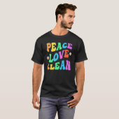 T-shirt PEACE LOVE CLEAN Retro Custodian Super Retour vers (Devant entier)
