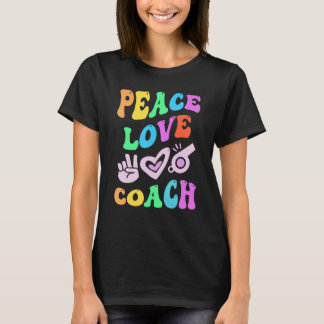 T-shirt PEACE LOVE COACH Retro Trainer Groovy Back To Scho