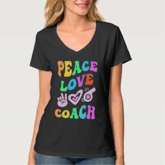 T-shirt PEACE LOVE COACH Retro Trainer Groovy Back To Scho
