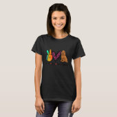 T-shirt Peace Love Cocker Espagnol Empreinte de léopard Co (Devant entier)
