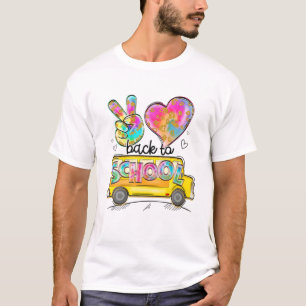 T-shirt Peace Love Conducteur De Bus À L'École